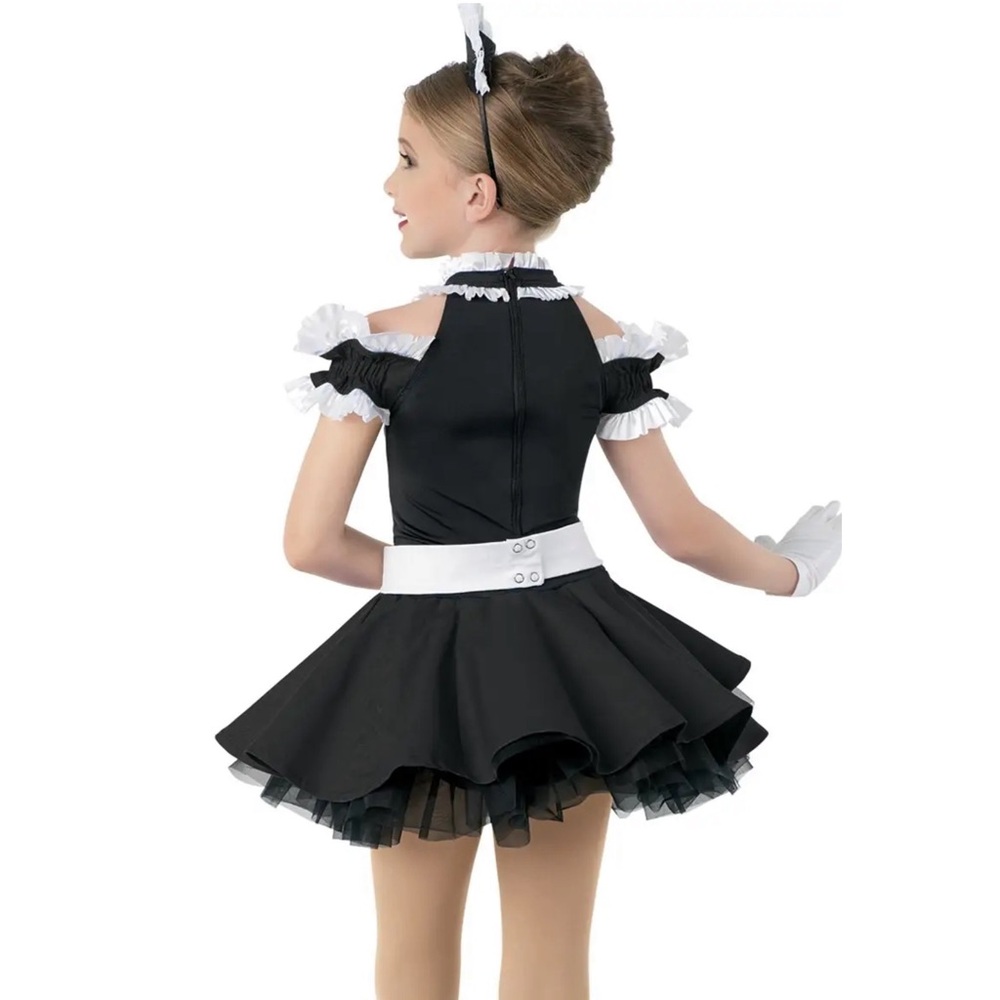 Weissman Showtime | Be Our Guest Black and White Ruffled Dance Costume, Size MC - Picture 2 of 6